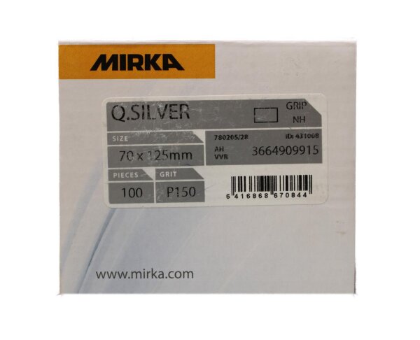 Mirka Q.Silver Schleifstreifen - ungelocht, 70x125 mm - K150, Klett